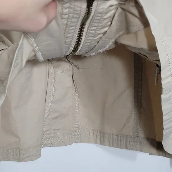 Studio Mode Womens Utility Jacket Pockets Cotton Blend Button Khaki Tan Large - Picture 4 of 12